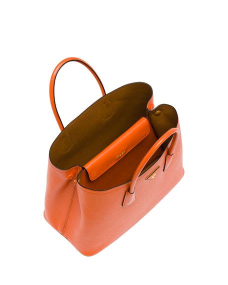 Prada Saffiano Cuir Double Bag, Orange (Papaya) 